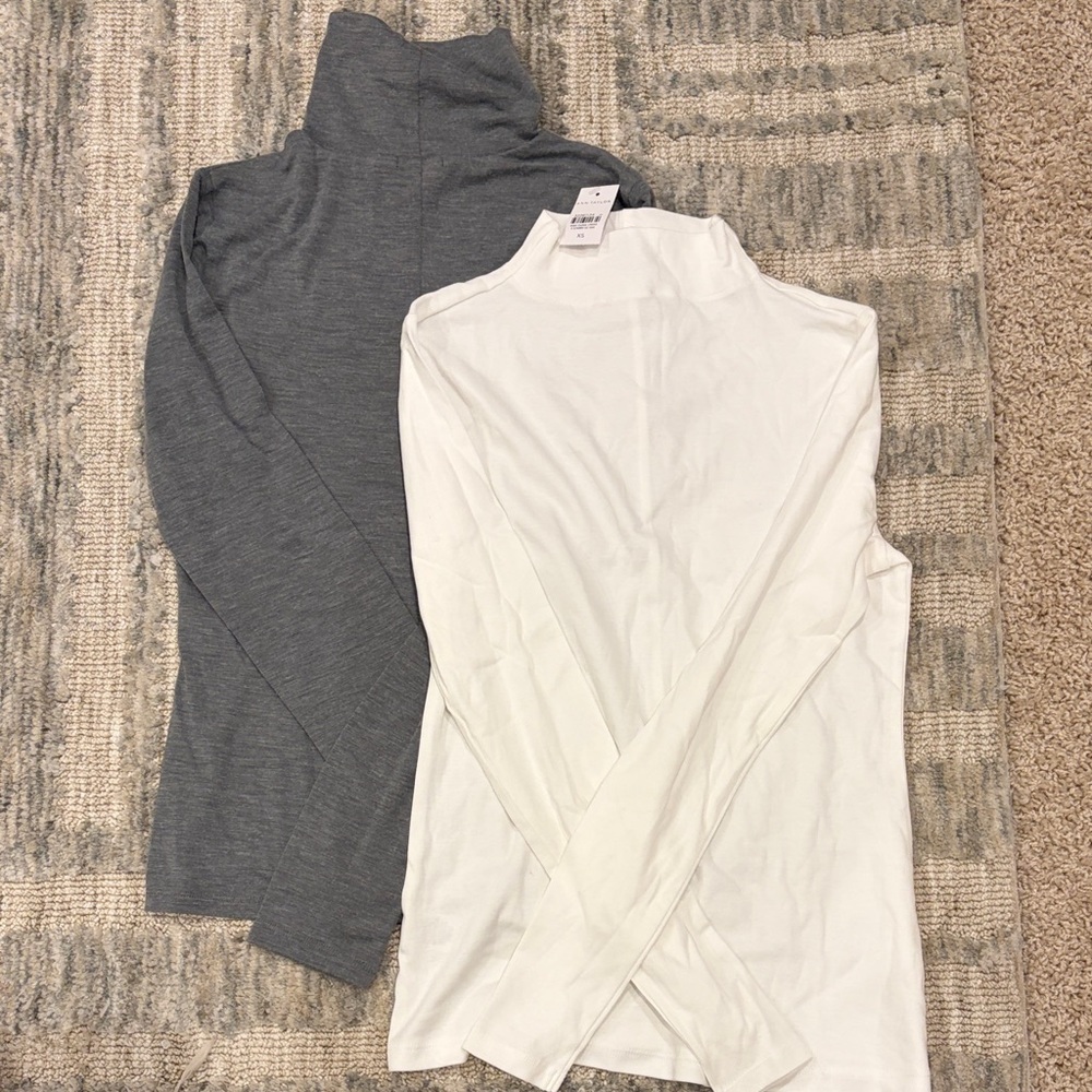 Ann Taylor Charcoal and Ivory Turtleneck Tops